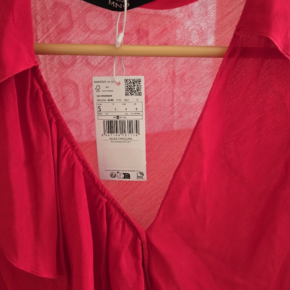 V-NECK RUFFLED BLOUSE - Picture 13 of 13